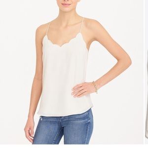 J Crew White Scalloped Cami Top